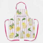 Tablier Monogramme Personnalisé Aquarelle Lemons Lemonade (Recto)