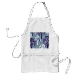 Tablier Monogramme personnalisé Arbre-saule Motif Bleu Adu