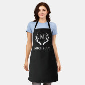 Tablier Monogramme personnalisé avec Antler Cerf Blanc Noi (Porté)