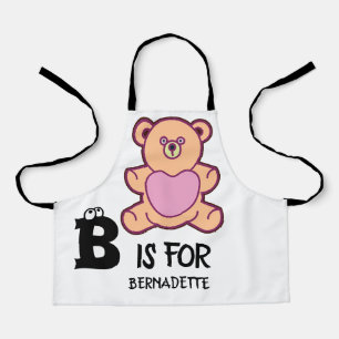 Tablier Monogramme personnalisé B pour ours drôle animal m