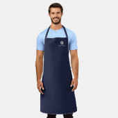 Tablier Monogramme personnalisé bleu marine et argent (Porté)