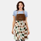 Tablier Monogramme personnalisé Boho Warped Checker (Porté)