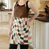 Tablier Monogramme personnalisé Boho Warped Checker