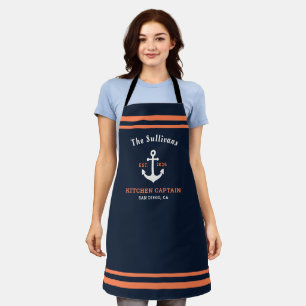 Tablier Monogramme personnalisé Capitaine de cuisine Yacht