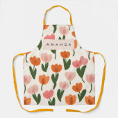 Tablier Monogramme Personnalisé Cute Spring Tulip Motif (Recto)