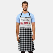 Tablier Monogramme personnalisé de Buffalo blanc noir (Porté)