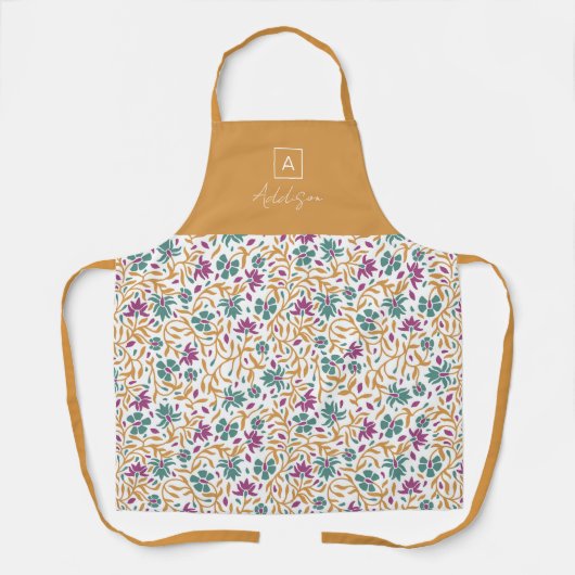 Tablier Monogramme personnalisé d'impression couleur or vi (Recto)