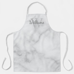 Tablier Monogramme personnalisé et Marbre blanc de nom