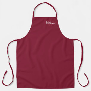 Tablier Monogramme personnalisé et nom Rouge bordeaux