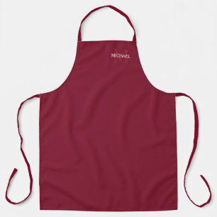 Tablier Monogramme personnalisé et nom Rouge bordeaux