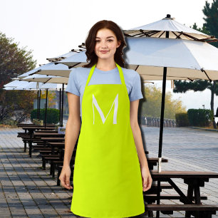 Tablier monogramme personnalisé gras - jaune néon