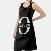 Tablier Monogramme Personnalisé Noir Et Blanc Nom (Insitu)