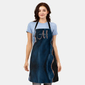 Tablier Monogramme personnalisé Rose bleu chic Parties sci (Porté)