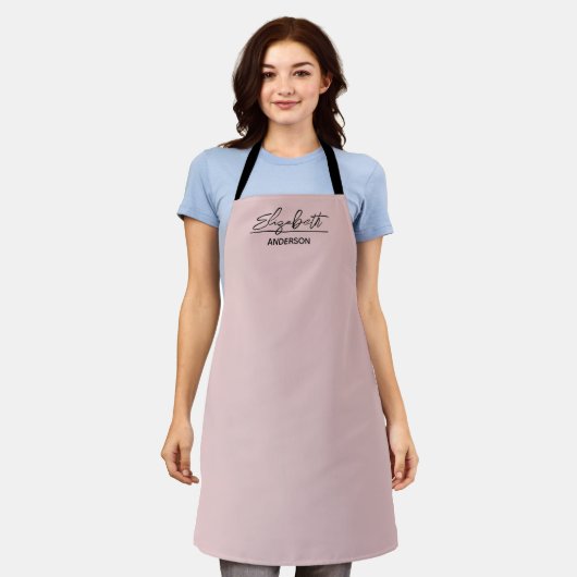 Tablier Monogramme personnel simple rose vif (Porté)