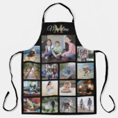 Tablier Monogramme Photo Collage Grille Motif Black Gold (Recto)