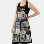 Tablier Monogramme Photo Collage Grille Motif Black Gold (Insitu)