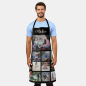 Tablier Monogramme Photo Collage Grille Motif Black Gold (Porté)