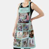 Tablier Monogramme Photo Collage Grille Motif Turquoise Bl (Insitu)