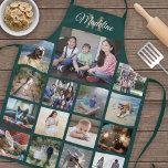 Tablier Monogramme Photo Collage Grille Motif Vert Or<br><div class="desc">Célébrez les joies simples de la famille et des amis avec un élégant tablier de collage photo personnalisé. Si vous préférez un arrière - plan ou un texte dans des couleurs autres que le vert, l'or et le blanc, reportez-vous aux instructions ci-dessous. (CONSEIL EN MATIÈRE DE PLACEMENT D'IMAGE : Une...</div>