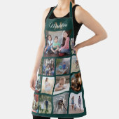 Tablier Monogramme Photo Collage Grille Motif Vert Or (Insitu)