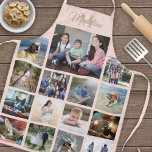 Tablier Monogramme Photo Collage Motif Blush Pink Gold<br><div class="desc">Célébrez les joies simples de la famille et des amis avec un élégant tablier de collage photo personnalisé. Si vous préférez un arrière - plan ou un texte dans des couleurs autres que le rose et l'or, consultez les instructions ci-dessous. (CONSEIL EN MATIÈRE DE PLACEMENT D'IMAGE : Une façon simple...</div>