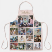 Tablier Monogramme Photo Collage Motif Blush Pink Gold (Recto)