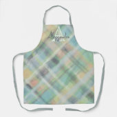 Tablier Monogramme plaid pastel vert gris cyan jaune (Recto)