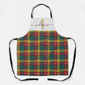 Tablier Monogramme Plaid Tartan Vert Rouge Noël (Recto)
