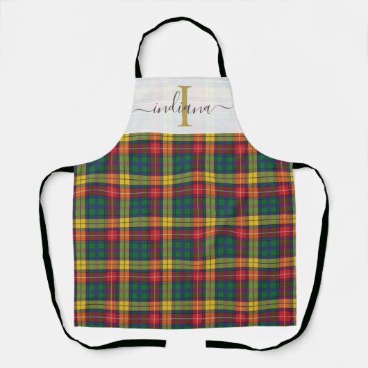 Tablier Monogramme Plaid Tartan Vert Rouge Noël (Recto)