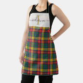 Tablier Monogramme Plaid Tartan Vert Rouge Noël (Insitu)