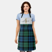 Tablier Monogramme plaqué vert Nom Tartan rustique (Porté)