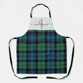 Tablier Monogramme plaqué vert Nom Tartan rustique (Recto)