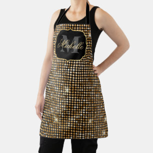 Tablier Monogramme points pailletés noir et or métallisé G