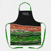 Tablier Monogramme Posh rouge et vert glam Apron (Recto)