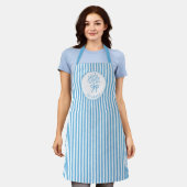 Tablier Monogramme Prépa Rayure Bleue Blanche Fantaisiste (Porté)