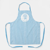 Tablier Monogramme Prépa Rayure Bleue Blanche Fantaisiste (Recto)