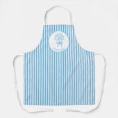 Tablier Monogramme Prépa Rayure Bleue Blanche Fantaisiste (Recto)