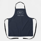 Tablier Monogramme Professionnel Simple Bleu Marine Bordur (Recto)