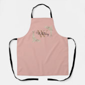 Tablier Monogramme rose dorée Script Floraison (Recto)