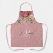 Tablier Monogramme rose floral (Recto)