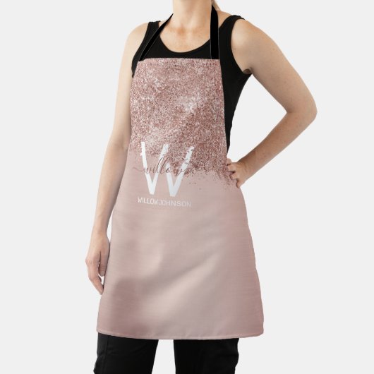 Tablier Monogramme rose Gold Blush Rose Girl Parties scint (Insitu)