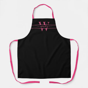 Tablier Monogramme rose Nom initial Script simple Personna