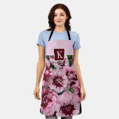 Tablier Monogramme rose oeillet Janvier Fleur d'anniversai (Porté)