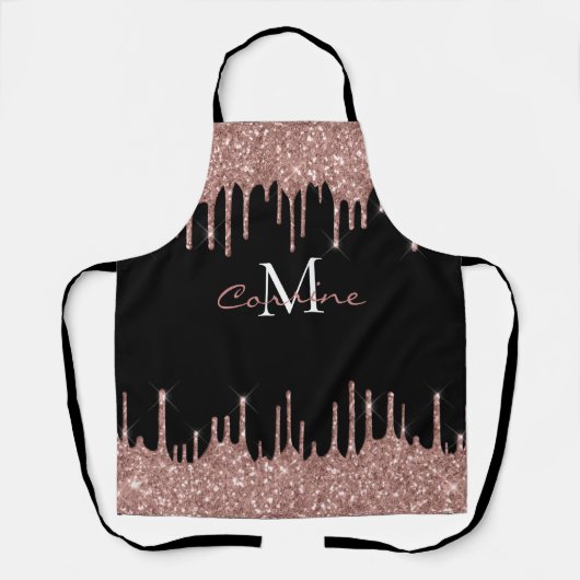 Tablier Monogramme Rose Parties scintillant or Lecteur noi (Recto)