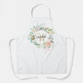 Tablier Monogramme Roses Florales Écriture Dorée (Recto)