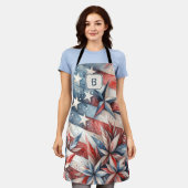 Tablier Monogramme rouge blanc et bleu (Porté)