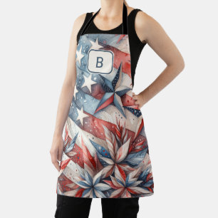 Tablier Monogramme rouge blanc et bleu