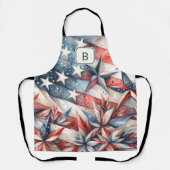 Tablier Monogramme rouge blanc et bleu (Recto)