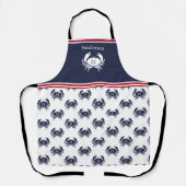 Tablier Monogramme Rouge Blanc Marine Bleu Crabe Nautique (Recto)