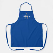 Tablier Monogramme Royal Blue Script Personnalisé Femmes (Recto)